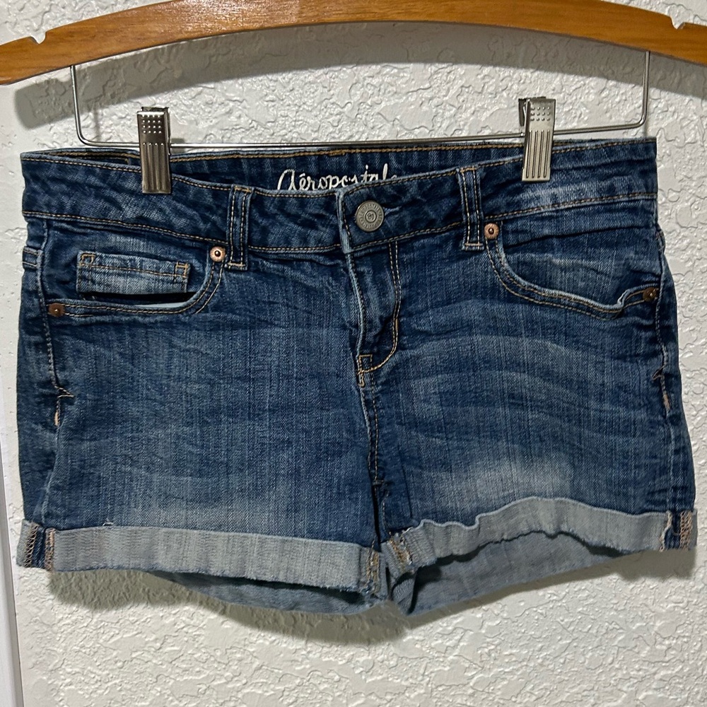 Aeropostale Women's Dark Blue Denim Shorts Size 8